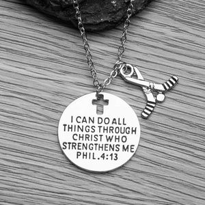 Hockey Christian Necklace Faith I Can Do All Thing